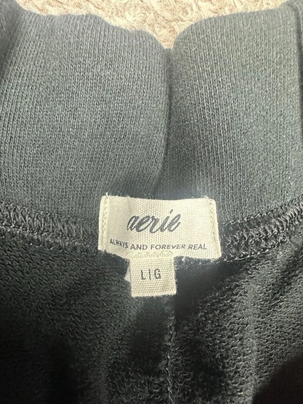 NWOT Aerie Black High Waisted Fleece Lounge Shorts Pockets Size Large L